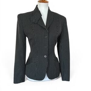 Rare Norma Kamali Black White Fitted Blazer Hourglass Jacket Size 4